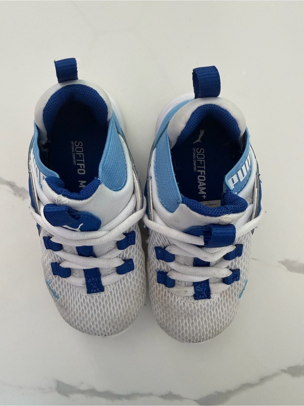 Puma Kids White and Blue Lightweight Sneakers
